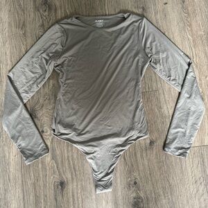 Women's Stylish Gray Long Sleeve Bodysuit